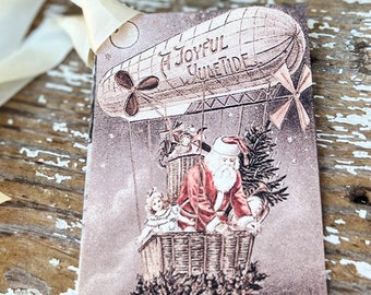 Christmas Vintage Gift Tags Old World Santa Claus JOYFUL YULETIDE  Farmhouse Christmas Decor Card French Shabby Gift Wrap