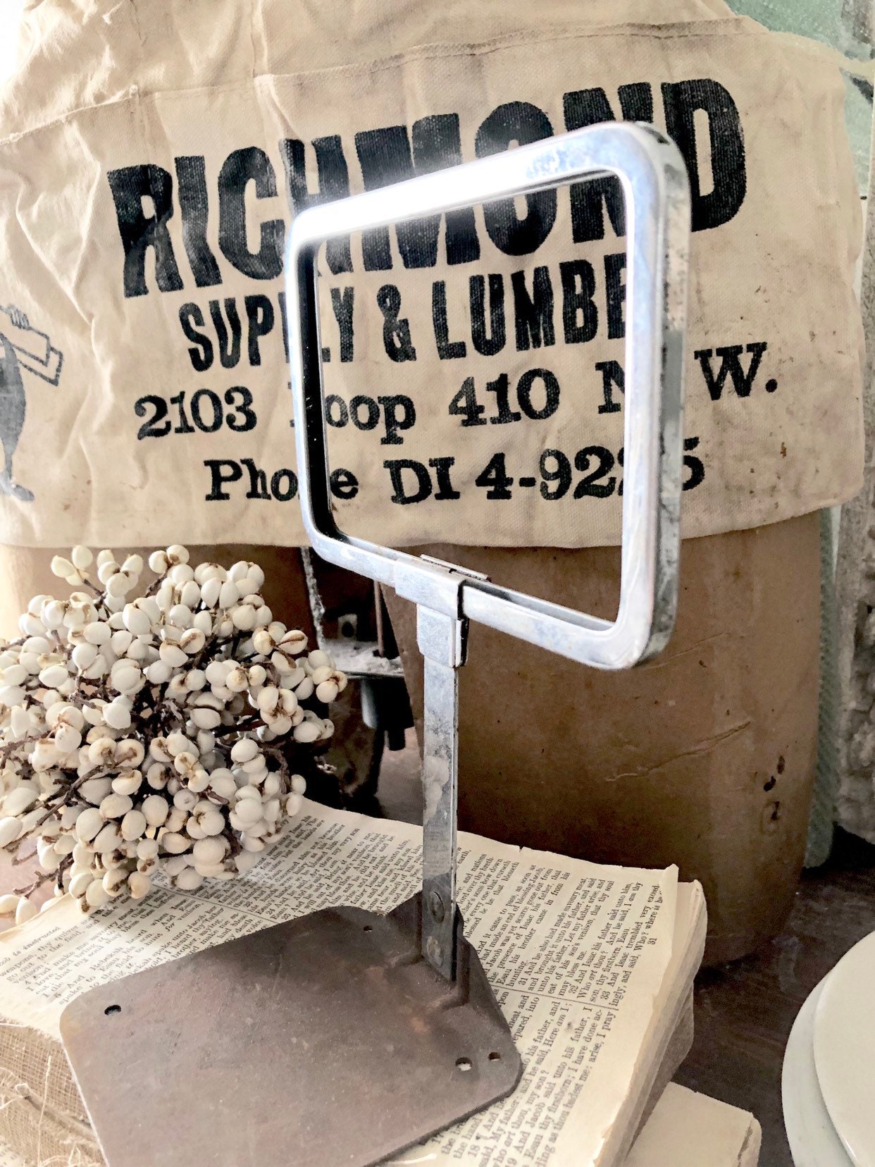 Vintage Metal Price Sign Holder Display Store Stand Sign General Store