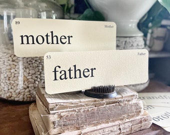 FAMILY Flash Cards LARGE Vintage Inspired Word Flashcard SET Of 8 Farmhouse Spring Decor Party Favor Banner