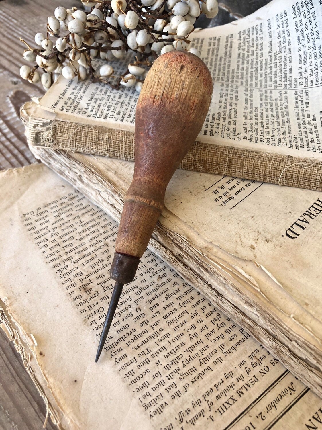 Vintage Awl Tool Wood Handle Farmhouse Decor Fixer Upper Decor