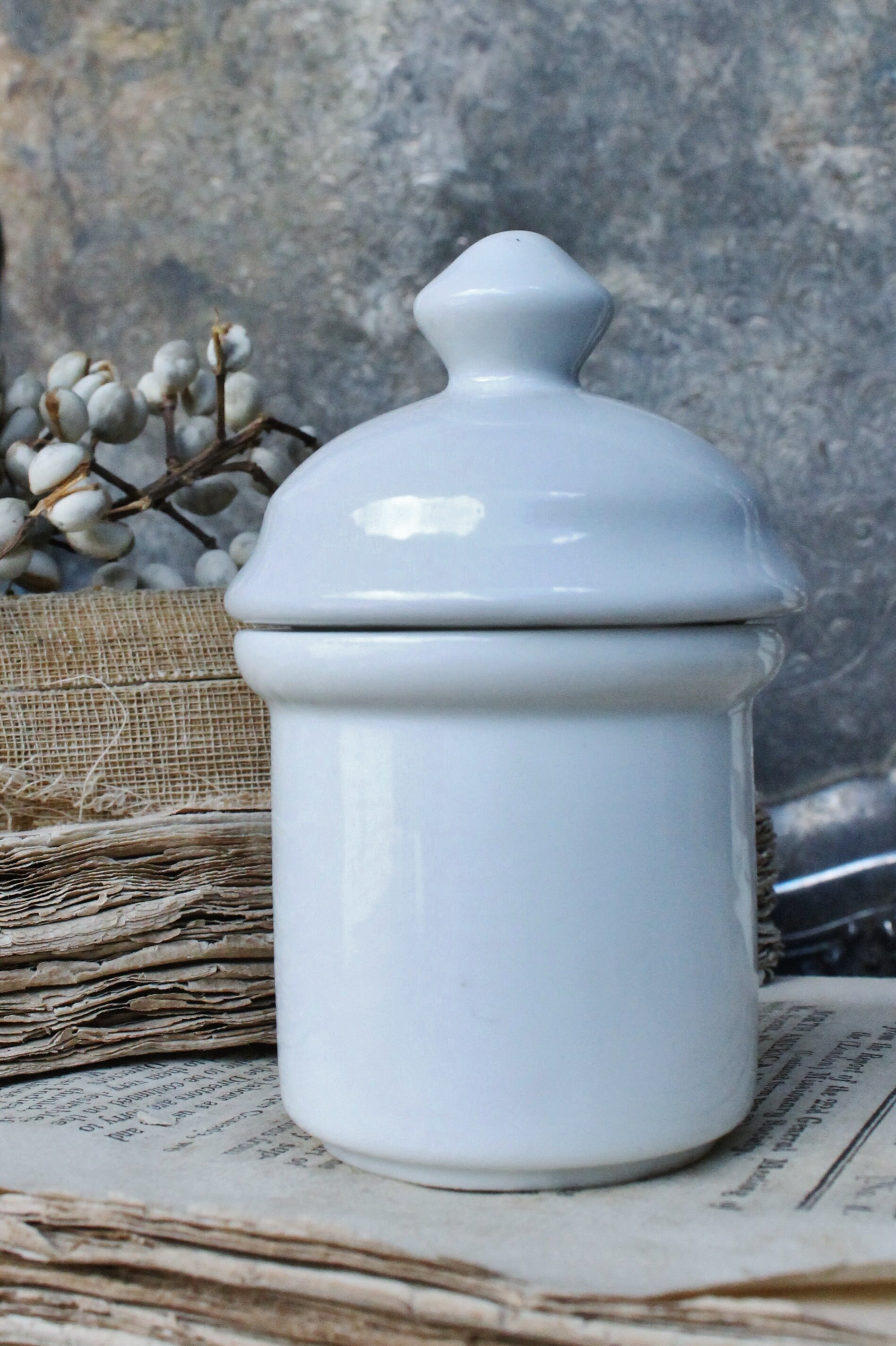 Vintage Ironstone Crock Jar Pot ENGLISH IRONSTONE Mustard Caviar Pot