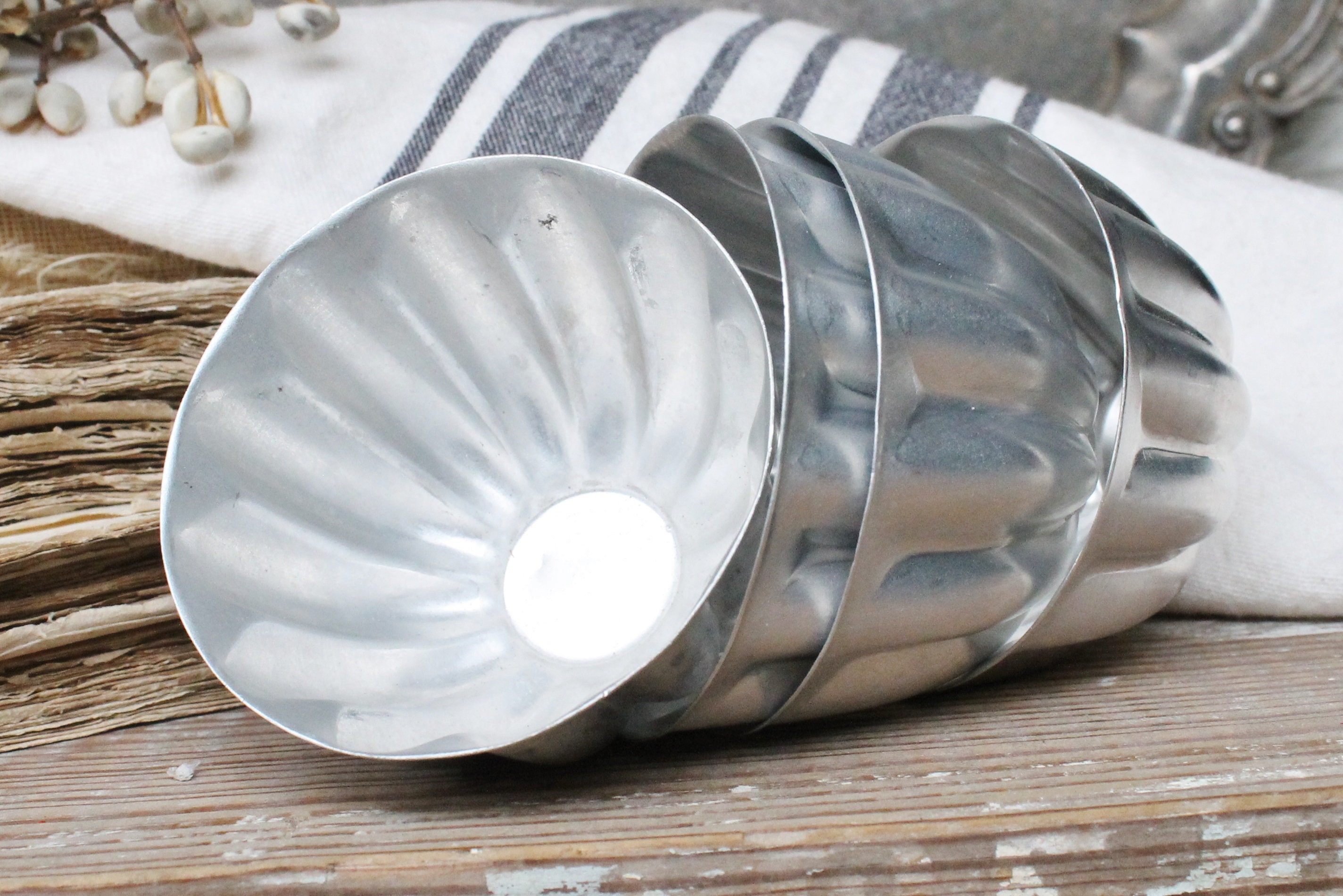 Vintage Aluminum Molds Fluted Cups Farmhouse Decor Fixer Upper Decor