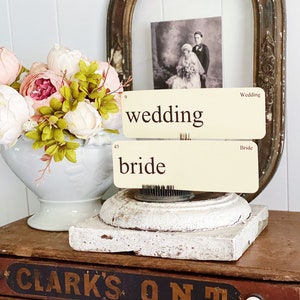 WEDDING Flash Cards LARGE Vintage Inspired Word Flashcard SET Of 8 Farmhouse Decor Party Favor Banner Bridal Shower Marriage