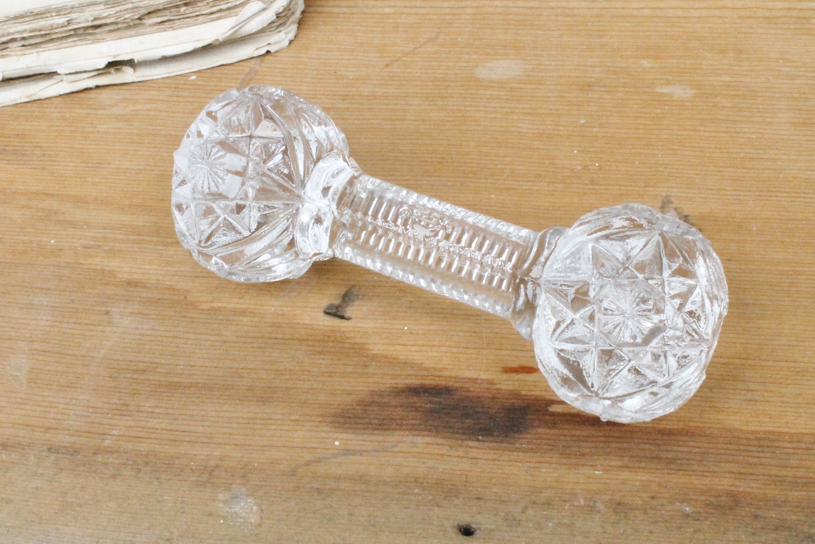 Antique Cut Glass Knife Rest Holder Scallop French Country Farmhouse Decor