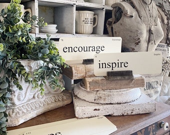 ENCOURAGEMENT Flash Cards LARGE Vintage Inspired Word Flashcard SET Of 8 Farmhouse  Decor Party Favor Banner