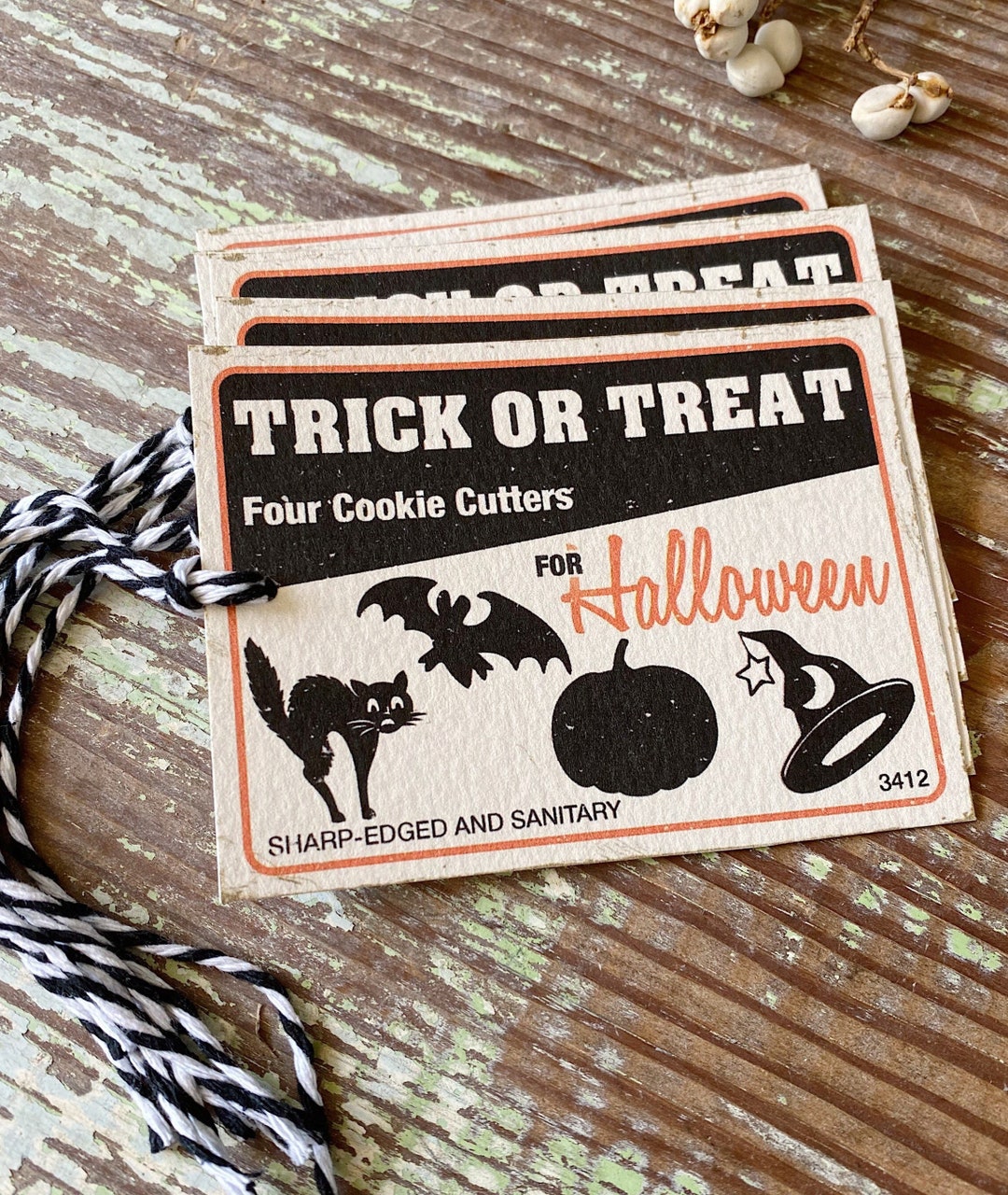 HALLOWEEN Trick or Treat COOKIE CUTTER Retro Gift Tags Vintage Etsy