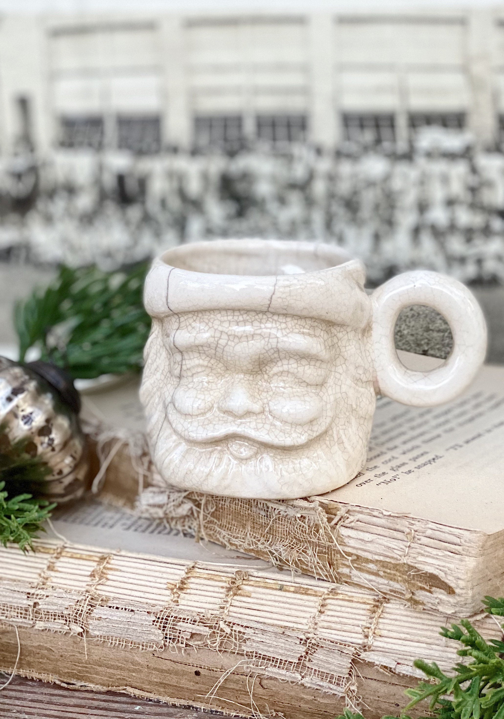 Vintage Ironstone Santa Claus Cup Mug FULL SIZE Santa Creamy White