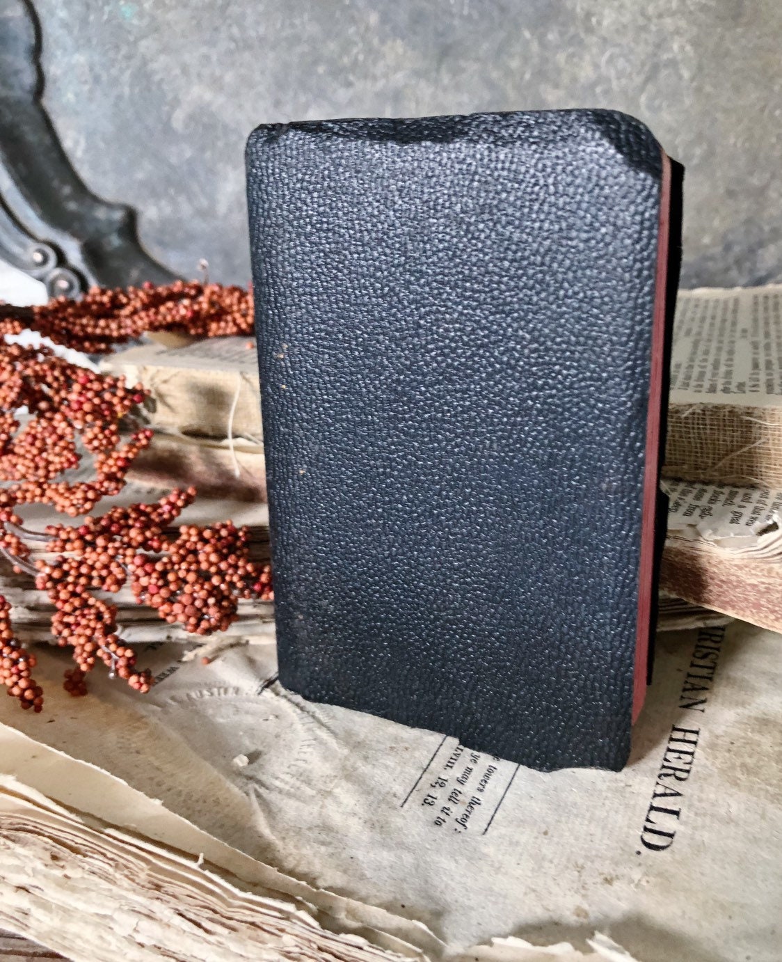 Vintage Pocket Bible New Testament BLACK Farmhouse Decor Fixer Upper Decor