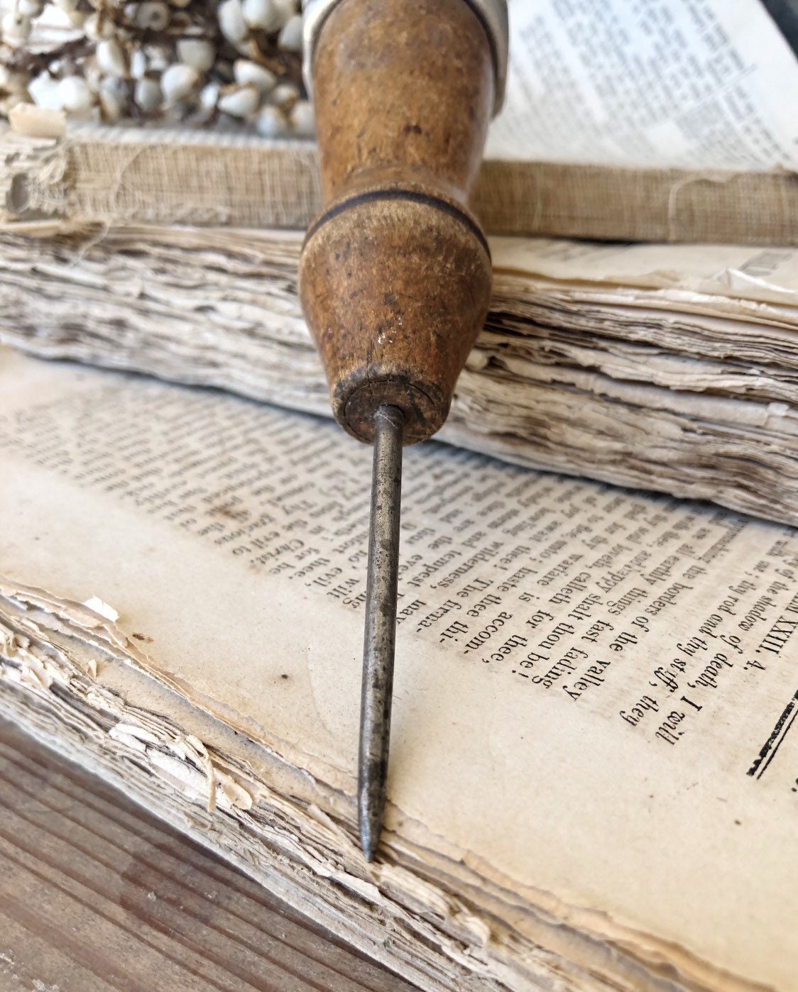 Vintage Awl Tool Wood Handle Farmhouse Decor Fixer Upper Decor