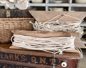 Antique Primitive Fish Line Wood Winder Tippet White Fishing Line Industrial Decor Man Cave Summer Decor