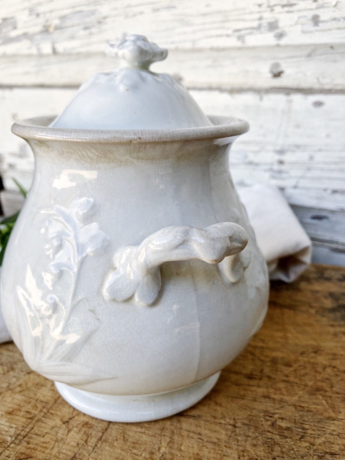 Antique White Ironstone ADAMS Wheat England Ironstone Farmhouse Decor