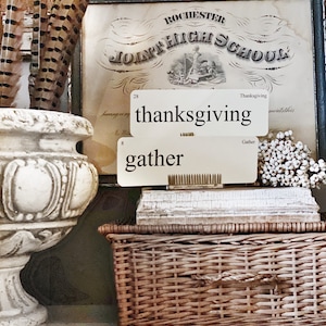 THANKSGIVING Flash Cards LARGE Vintage Inspired Word Flashcard SET Of 8 Farmhouse Decor Thankful Gather Harvest Fall Blessed