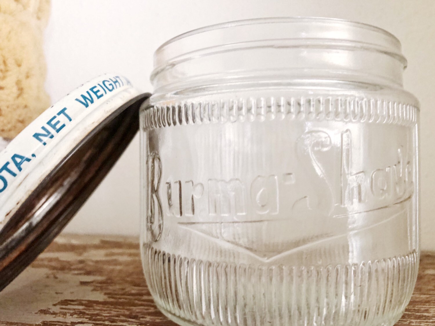 Vintage BURMA SHAVE Glass Jar with Lid Container Large Farmhouse Decor