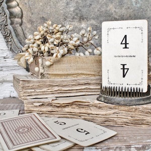 Antique Flinch Number Card Game Farmhouse Decor Fixer Upper Style Cardboard Black Number BROWN Back