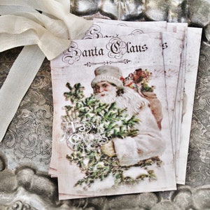 Geschenkanhänger Weihnachten Vintage WEIHNACHTSMANN Weihnachtsmann Weihnachtsdeko Weihnachtskarte Shabby Geschenkverpackung