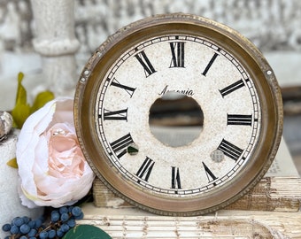 Antique Clock Brass Clock Dial Farmhouse Decor Industrial Salvage ANSONIA