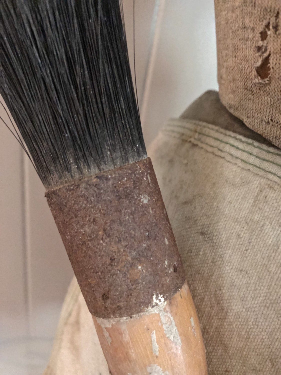 Antique Paint Brush Horse Hair Artist Round Brush Farmhouse Decor Fixer