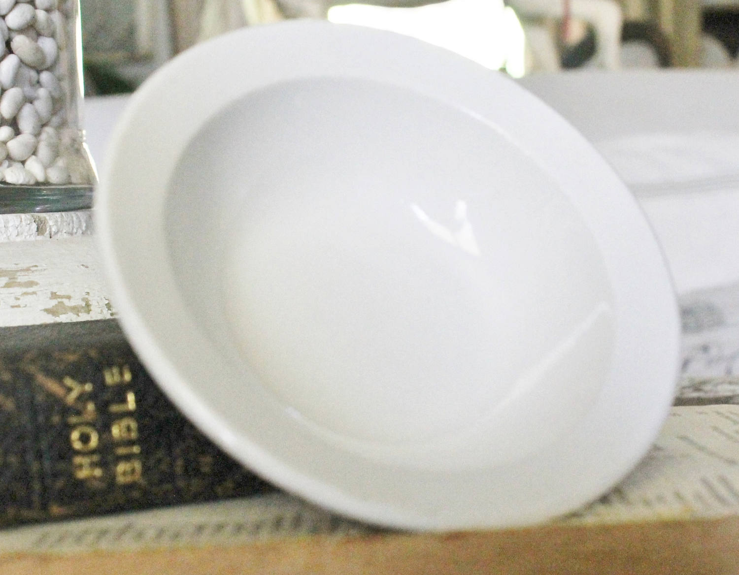 Vintage White Ironstone Bowl DELCO Farmhouse Decor Fixer Upper Decor