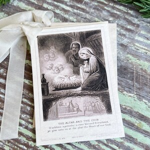 Geschenkanhänger Maria Mutter Jesus MANGER Bauernhausdekor Französische Gebetskarte Religiöse WEIHNACHTEN Christlich Katholisch