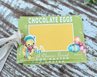 Easter Retro Vintage Gift Tags CHOCOLATE EGGS Chick French Farmhouse Decor Card  Shabby Set Of 8