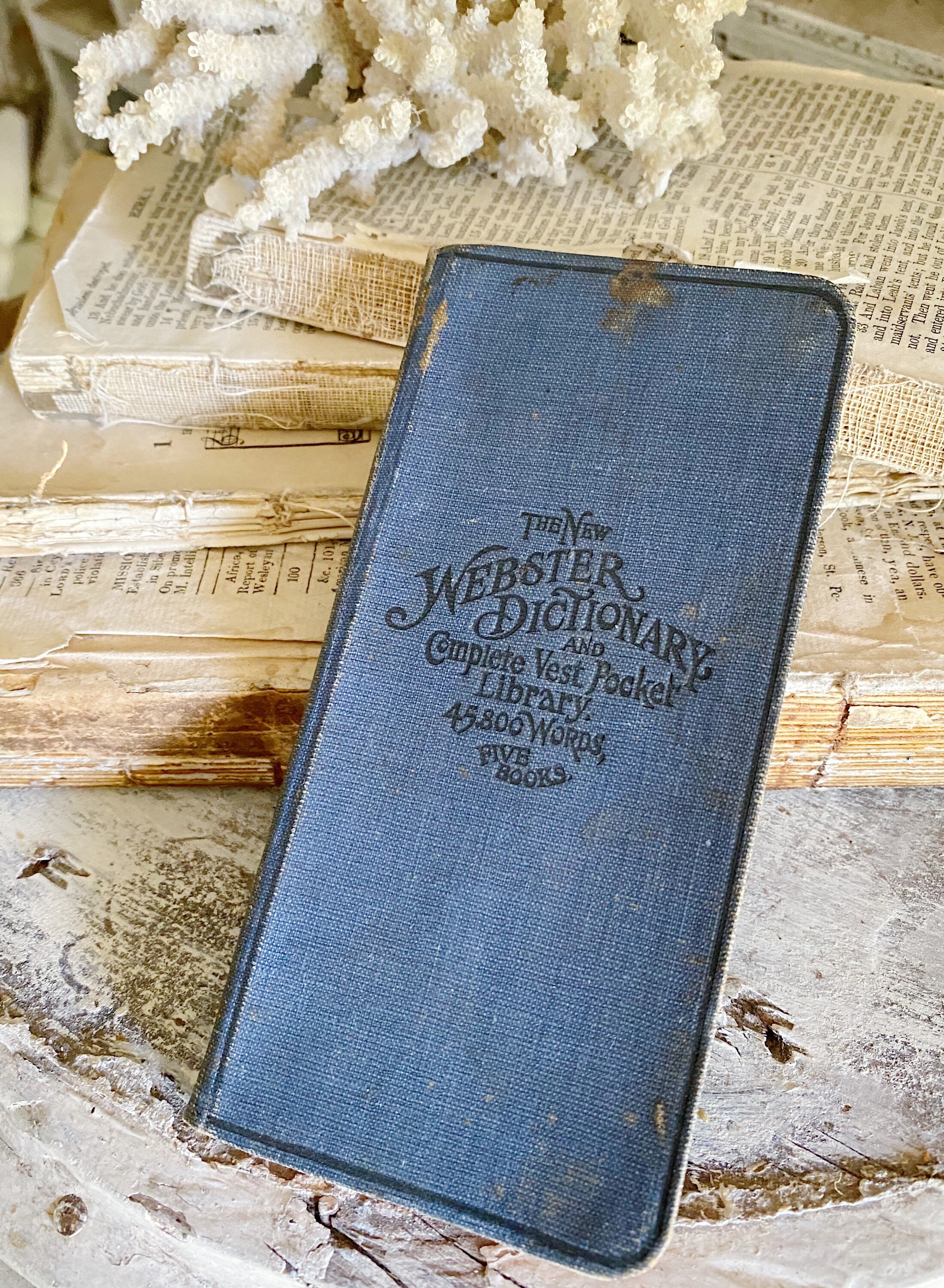 Antique WEBSTER DICTIONARY Book Best Pocket Farmhouse ...