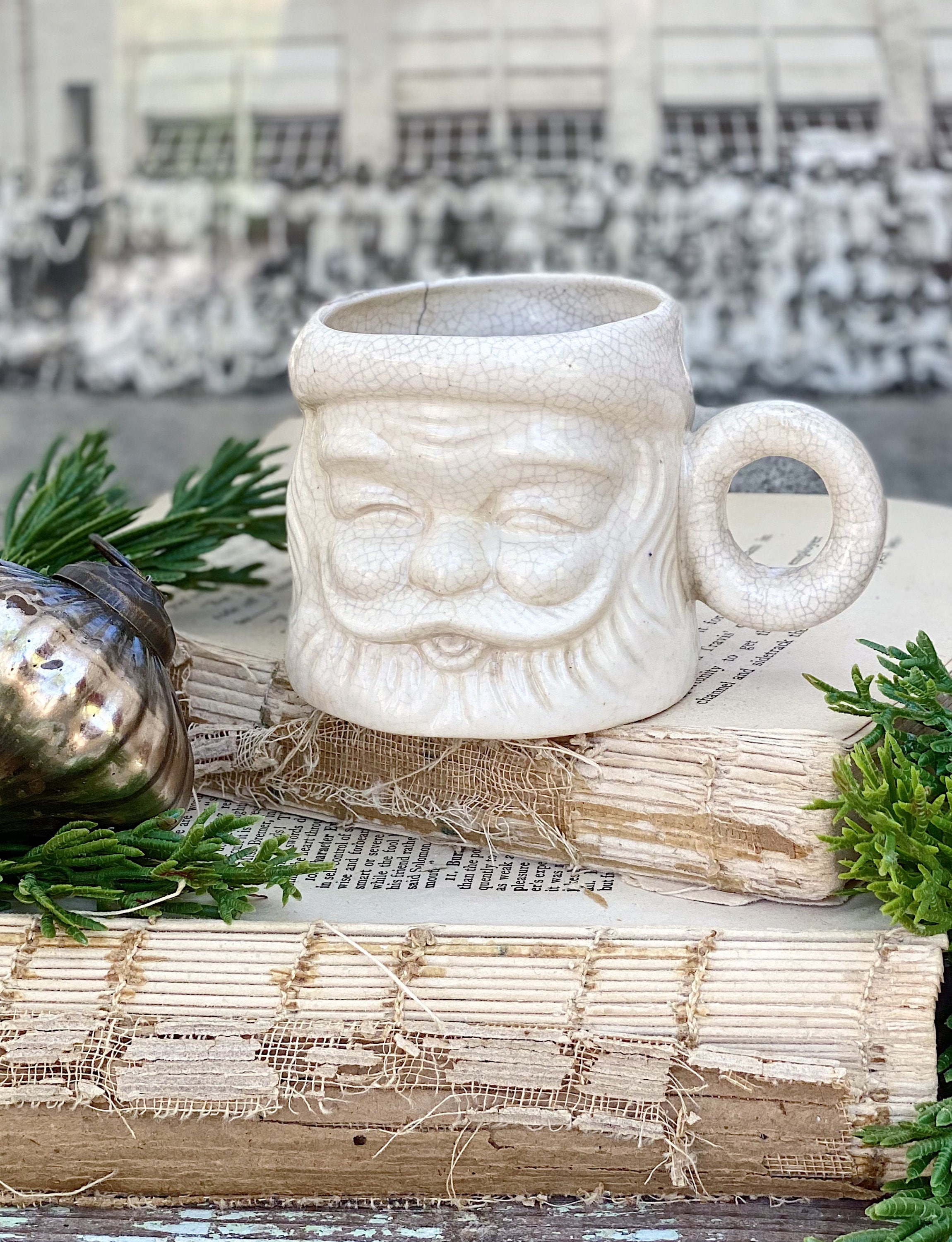 Vintage Ironstone Santa Claus Cup Mug FULL SIZE Santa Creamy White