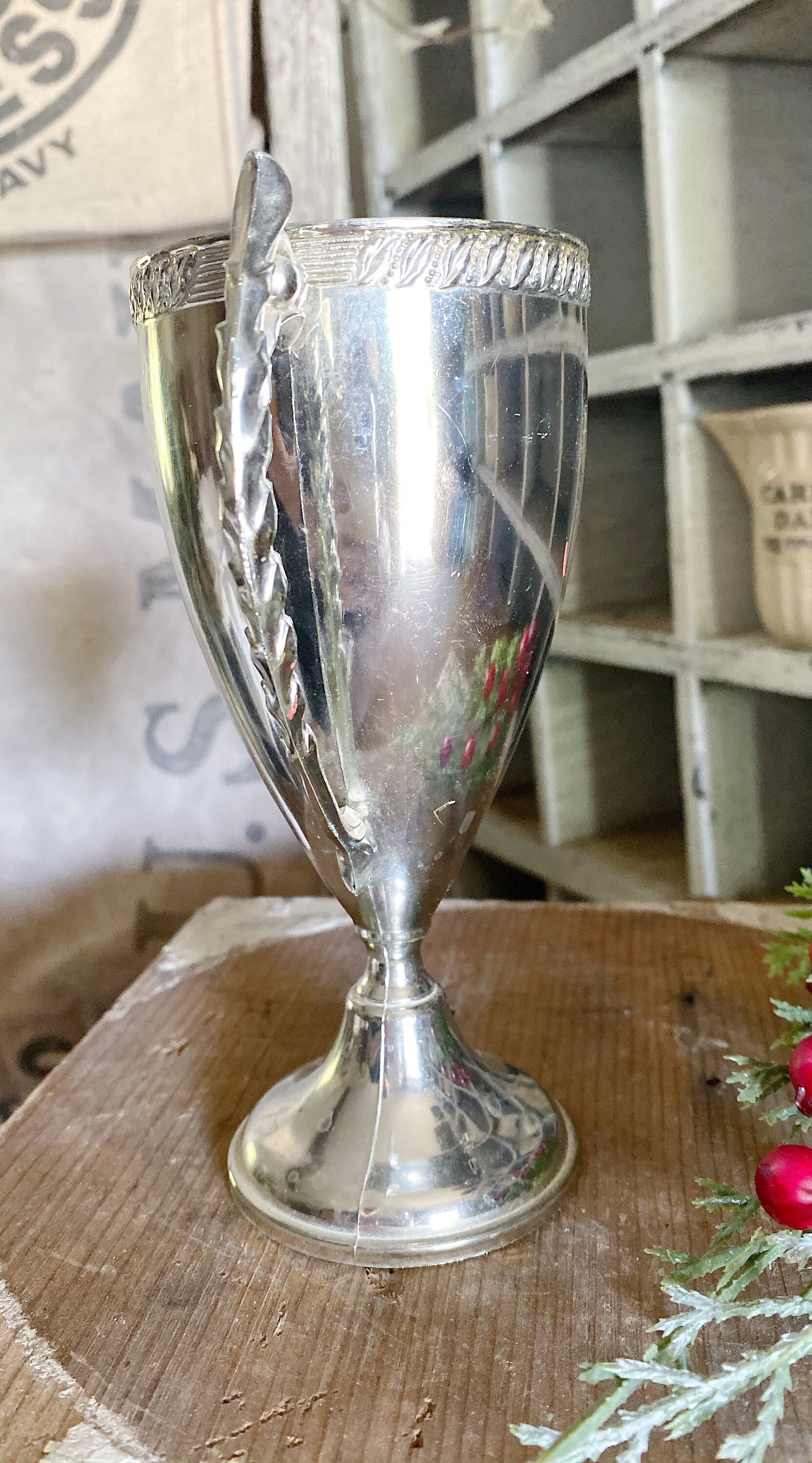 Vintage Loving Cup Trophy Farmhouse Decor Industrial Decor