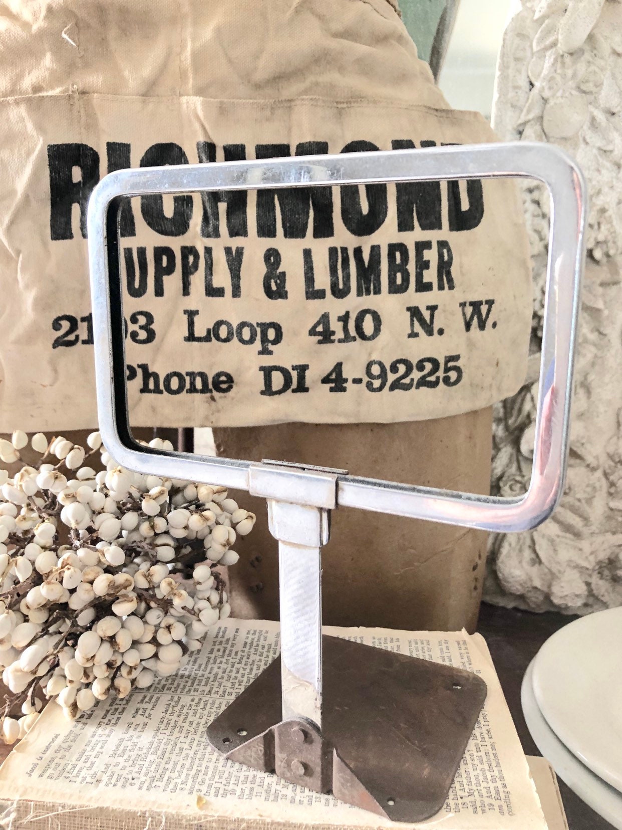 Vintage Metal Price Sign Holder Display Store Stand Sign General Store