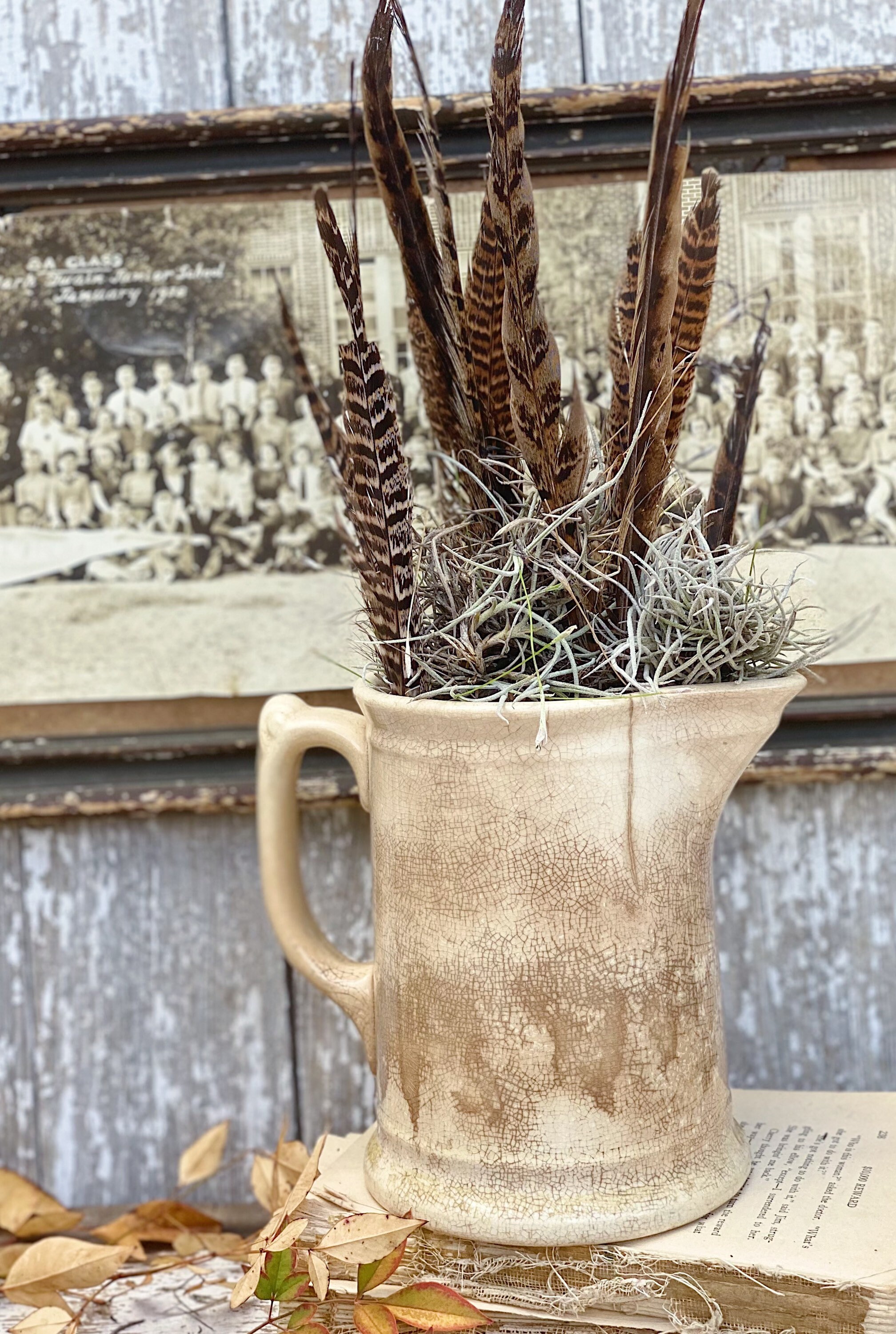 Antique White Pitcher Milk Jug Ironstone With Handle Farmhouse Cottage Chic  Vintage Kitchen Table Decor White Vase 