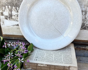 Antique White Ironstone Plate Farmhouse Decor Stained Crazed Grungy England Chunky JOHNSON BROS