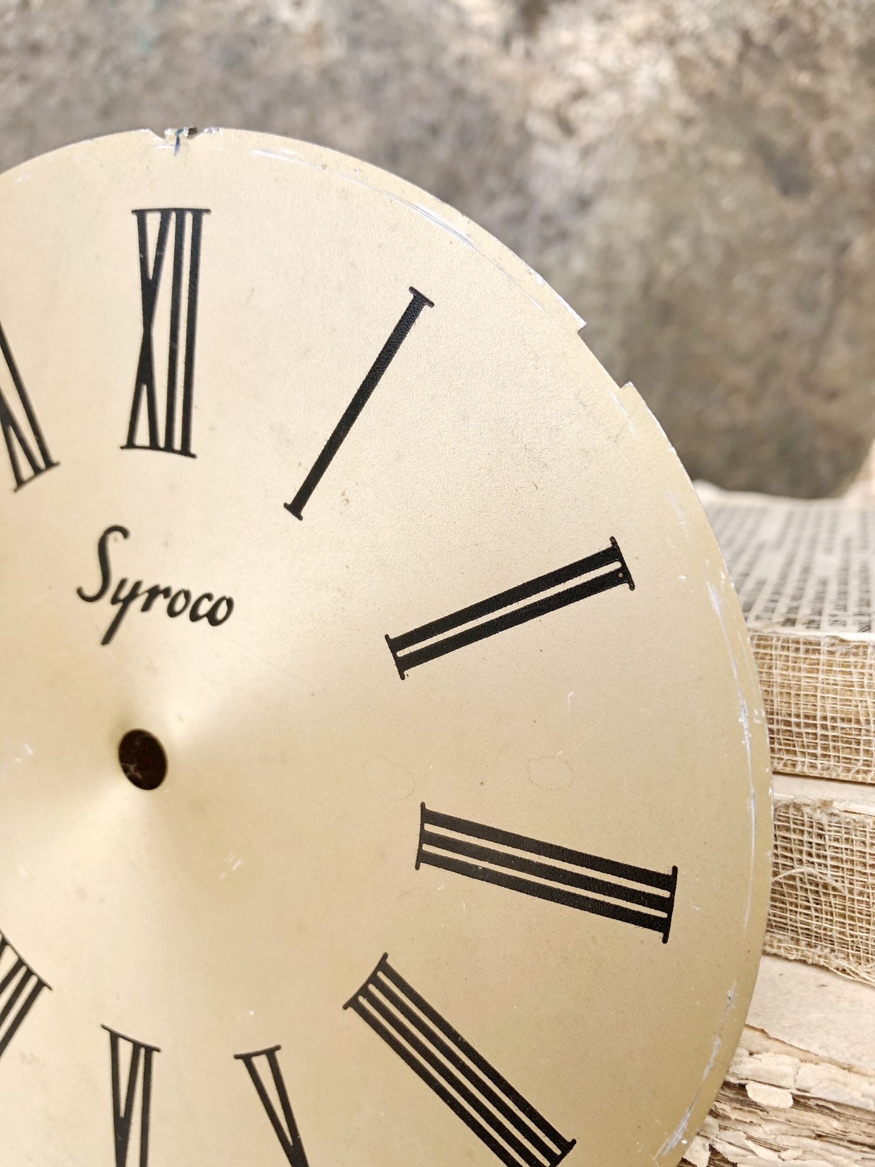 Vintage Metal Clock Face Dial Farmhouse Decor Industrial Salvage Fixer