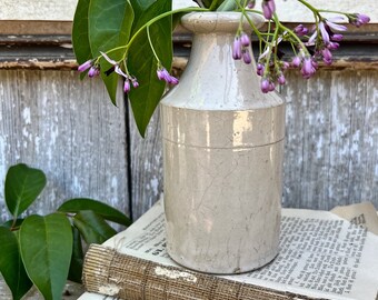 Antique Master Ink Crock Bottle Stoneware ENGLAND  Farmhouse Decor Ink Well Crazed Stained Dig