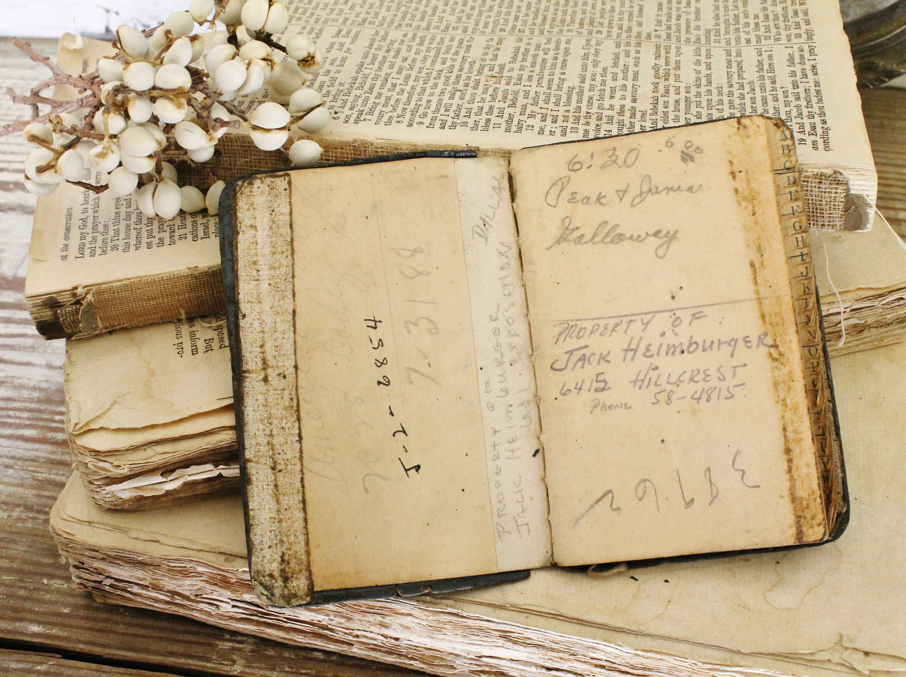 Vintage Address Book Industrial Office Salvage Supply Farmhouse Decor Fixer Upper Decor