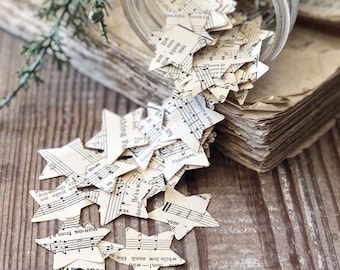 Vintage Sheet Music Star Confetti: Americana Holiday Decor, 200 Stars