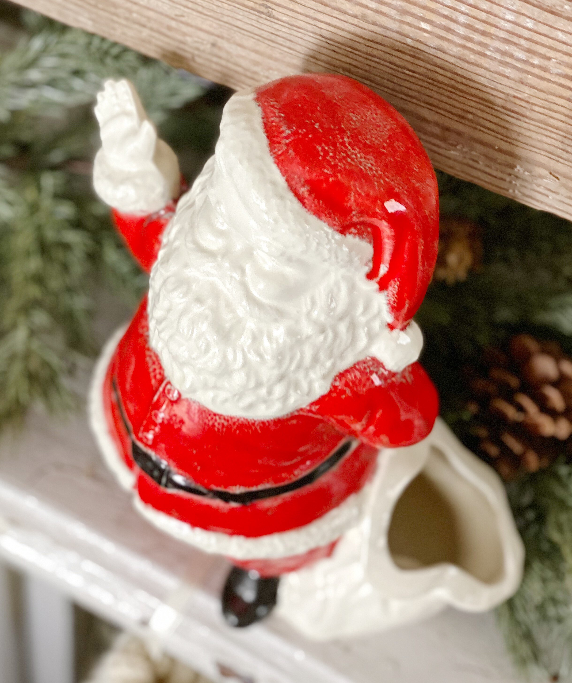 Vintage Santa Claus Planter Statue Farmhouse Christmas Decor Pottery