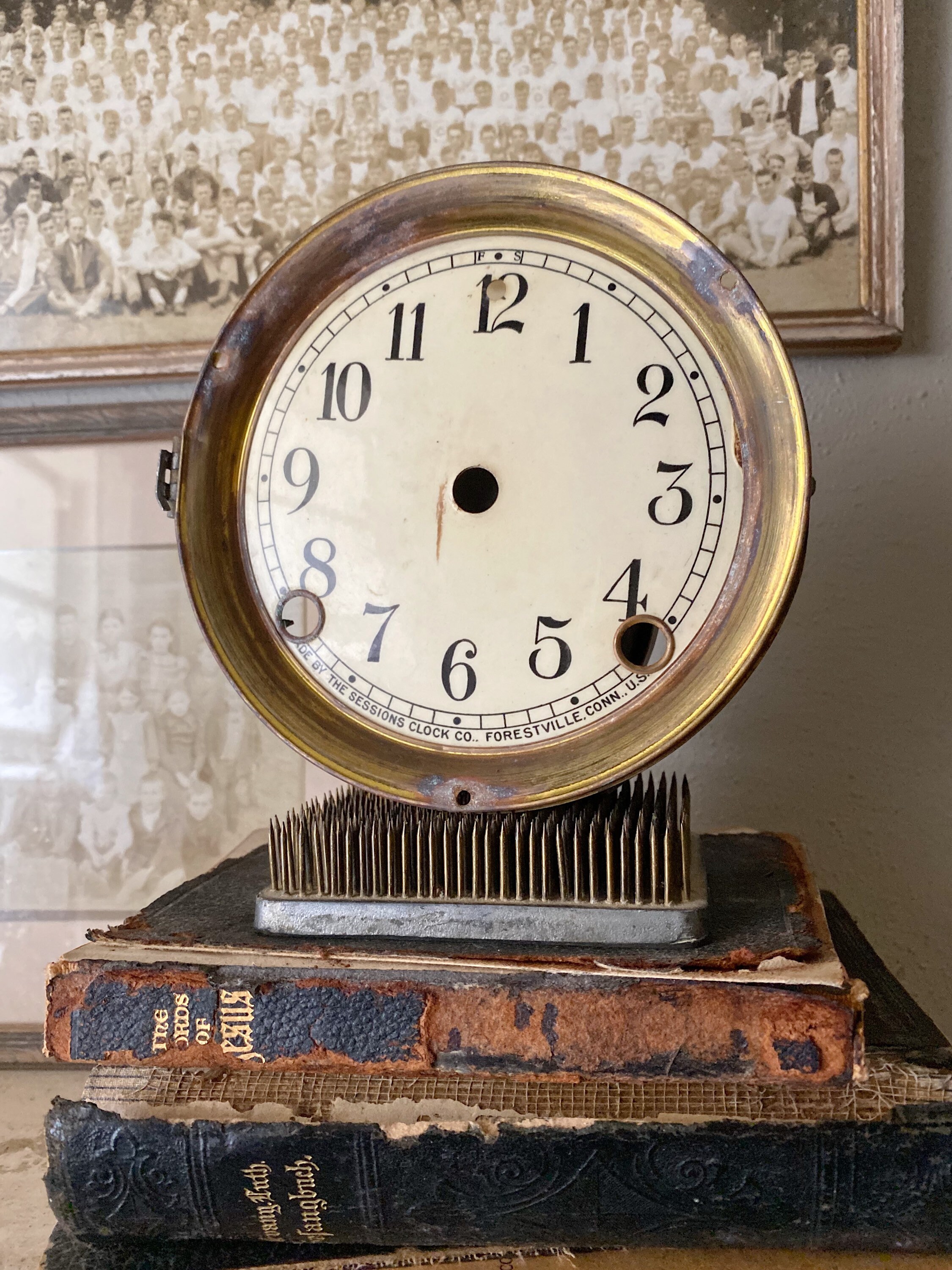 Antique Metal Clock Face Dial SESSIONS Farmhouse Decor Industrial