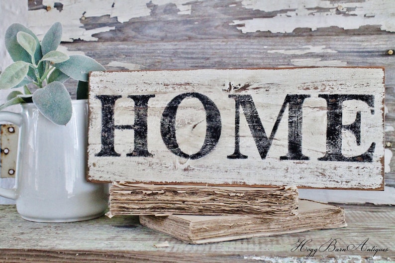 Home Farmhouse Sign Painted Salvage Barn Wood Reclaimed White Etsy