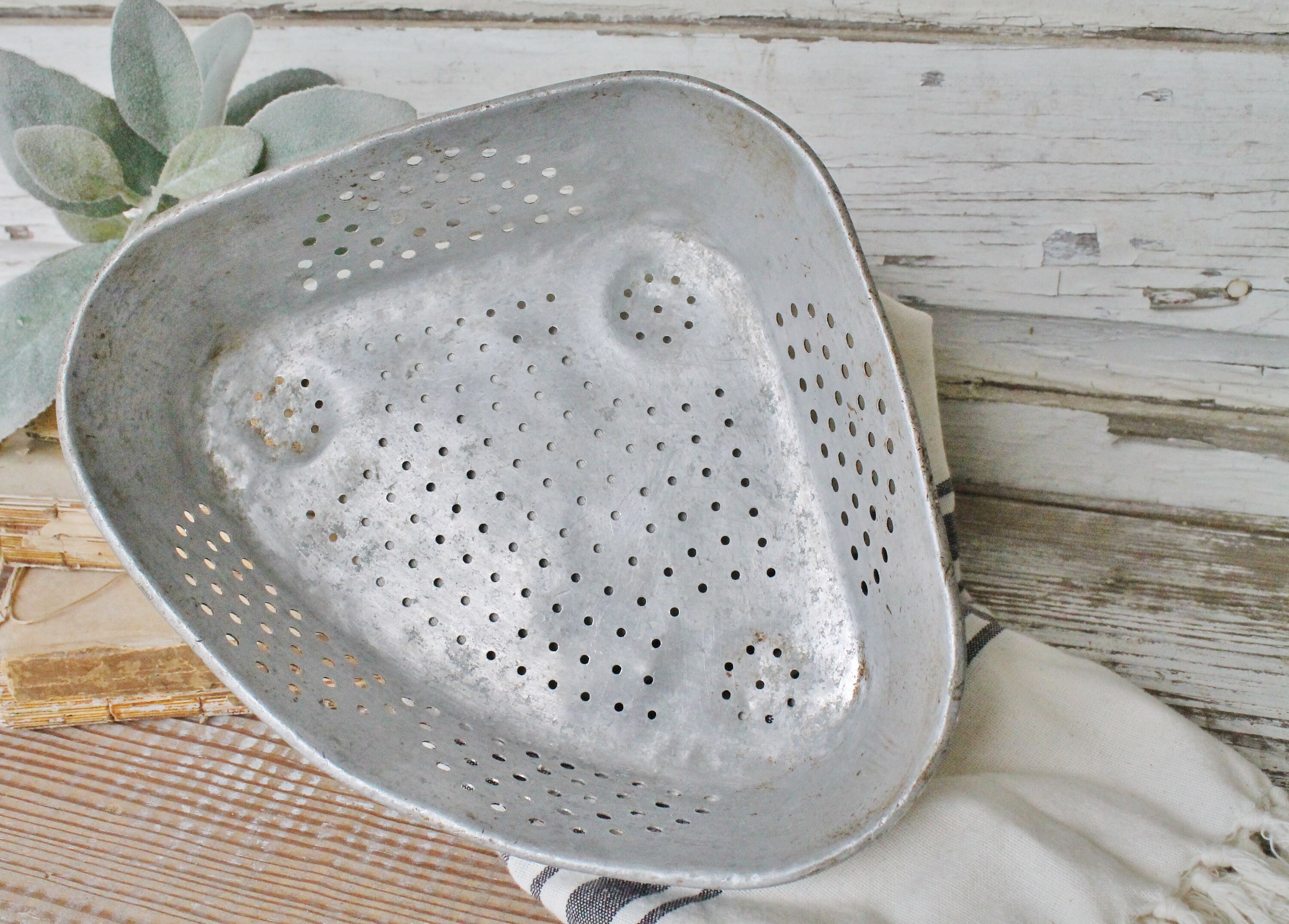 Vintage Corner Sink Strainer Colander Aluminum Farmhouse ...