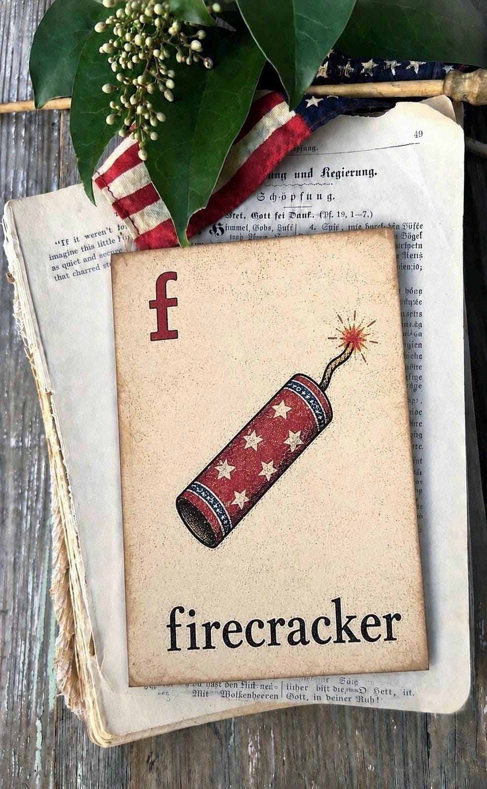 FIRECRACKER Flash Card Vintage Americana Decor Patriotic Fourth July ...