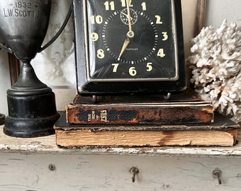Vintage WESTCLOX Metal Alarm Clock BLACK Farmhouse Decor Industrial Salvage Office USA mcm