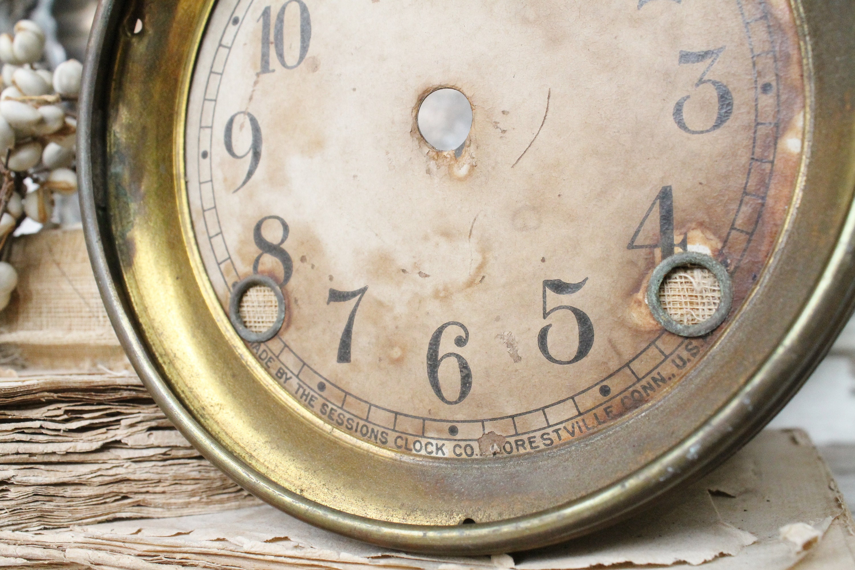 Vintage Metal Clock Face Dial USA Farmhouse Decor Industrial Salvage