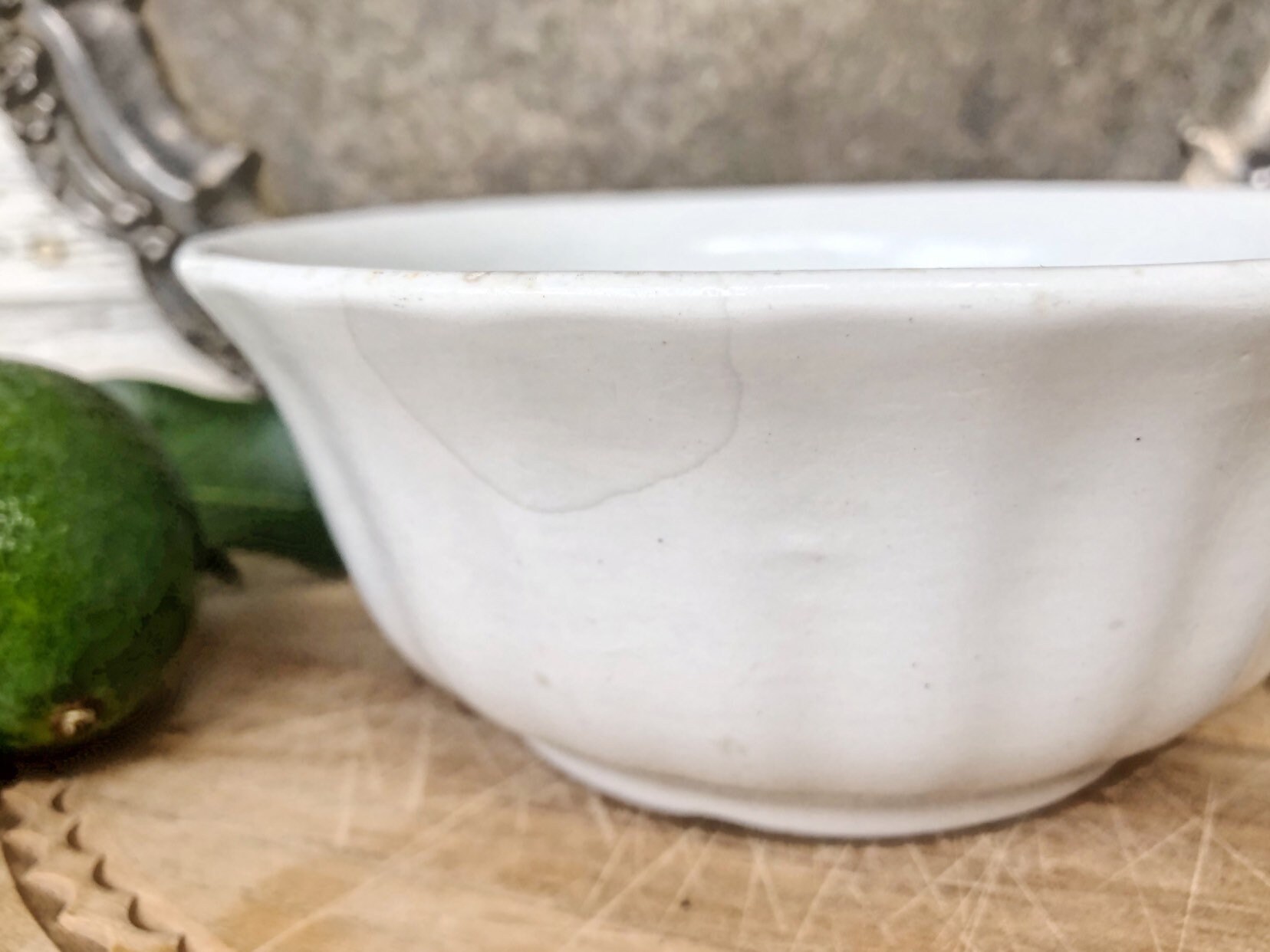 Antique White Ironstone Bowl Lady Finger Scallop ALFRED MEAKIN Bowl