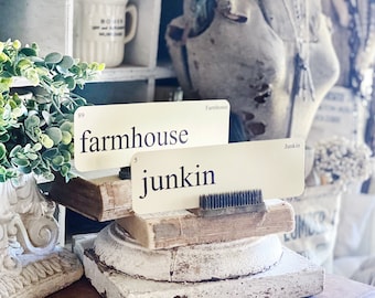 FARMHOUSE Flash Cards LARGE Vintage Inspired Word Flashcard SET of 8 Farmhouse Decor Cottage Party Favor Banner