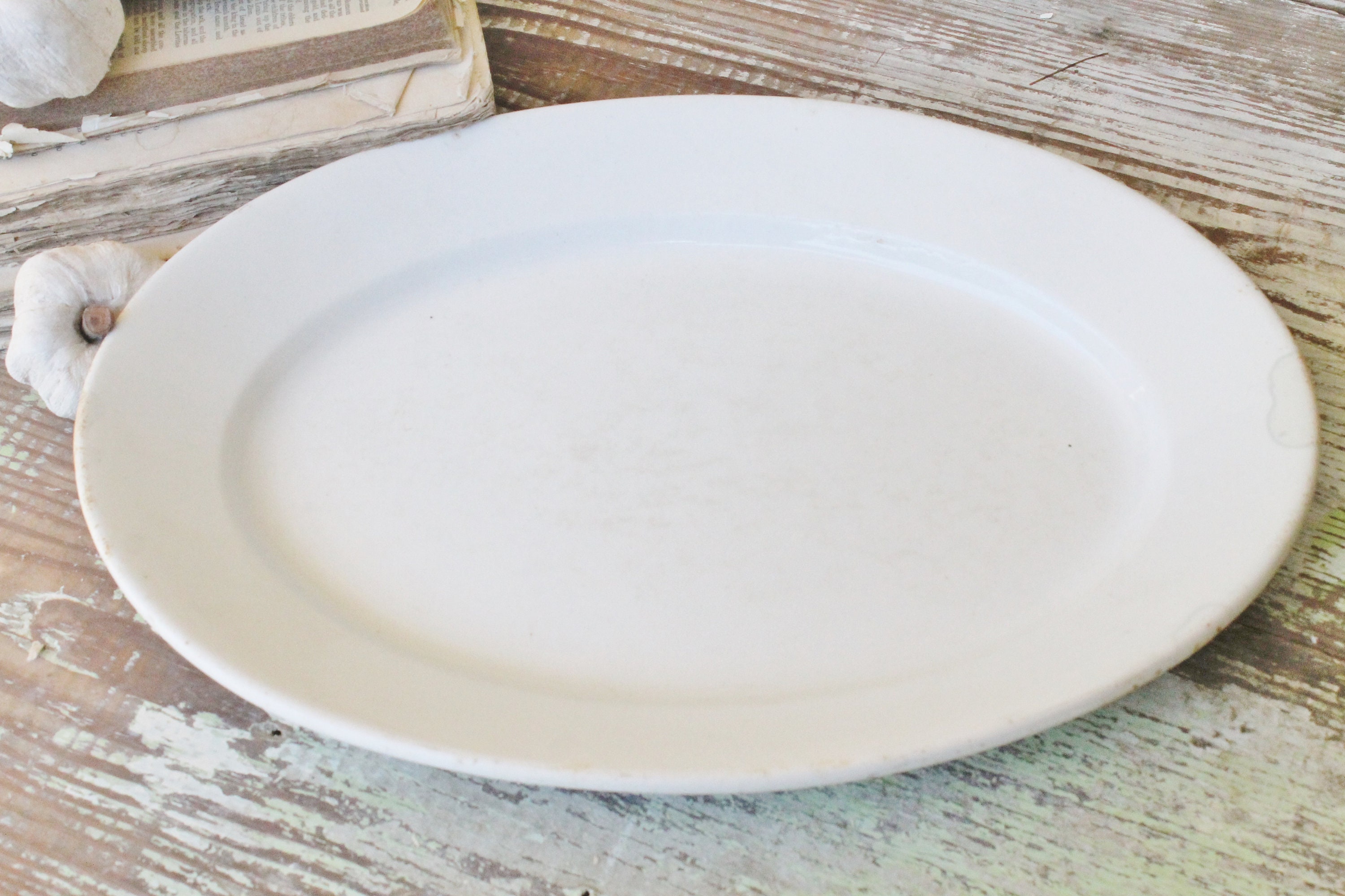 Antique White Ironstone Platter POWELL English Ironstone Farmhouse Decor Fixer Upper Decor