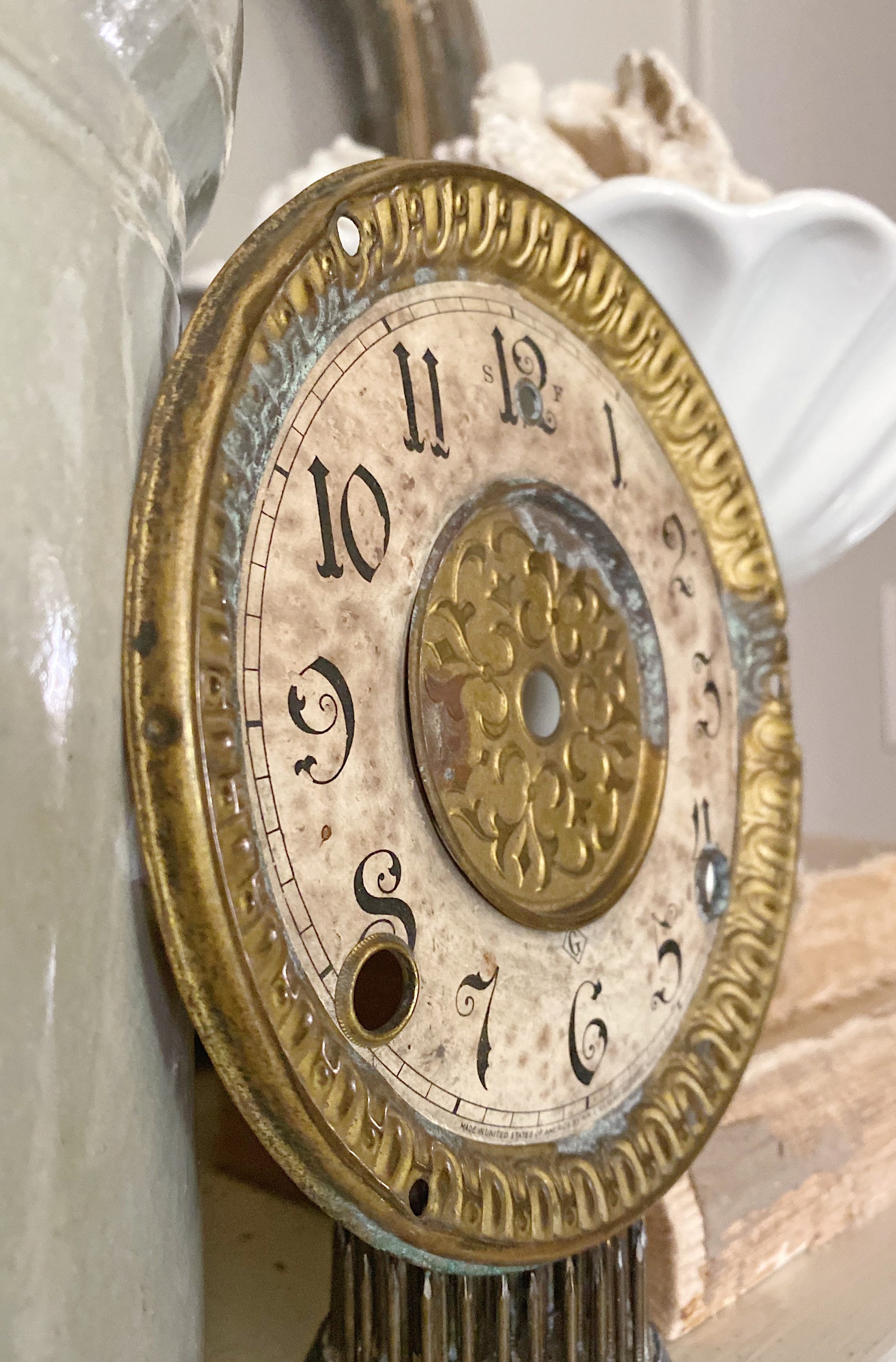 Antique Metal Clock Face Dial GILBERT Farmhouse Decor Industrial