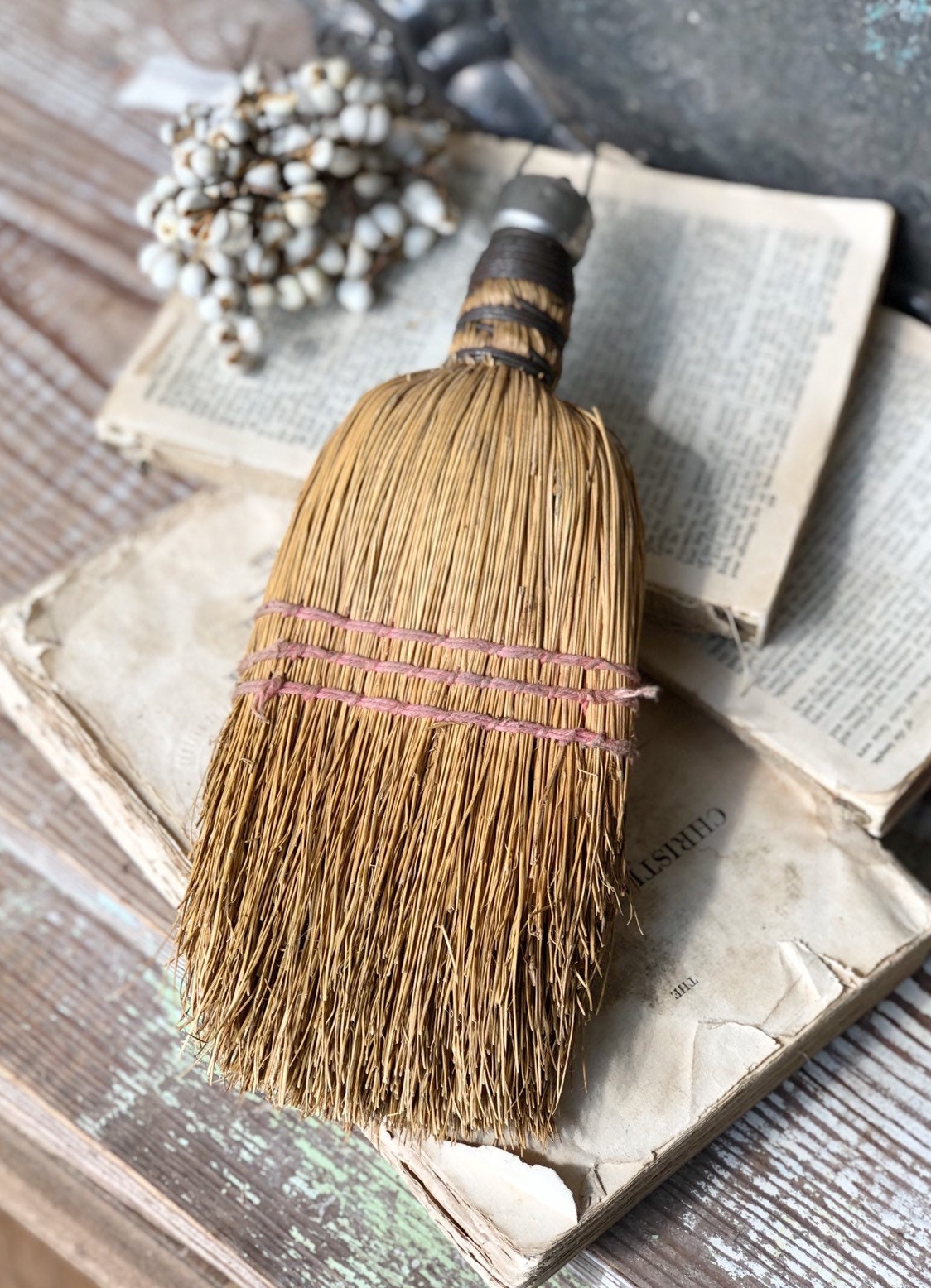 Vintage Whisk Broom Hand Straw Brush Farmhouse Decor Fixer Upper Decor