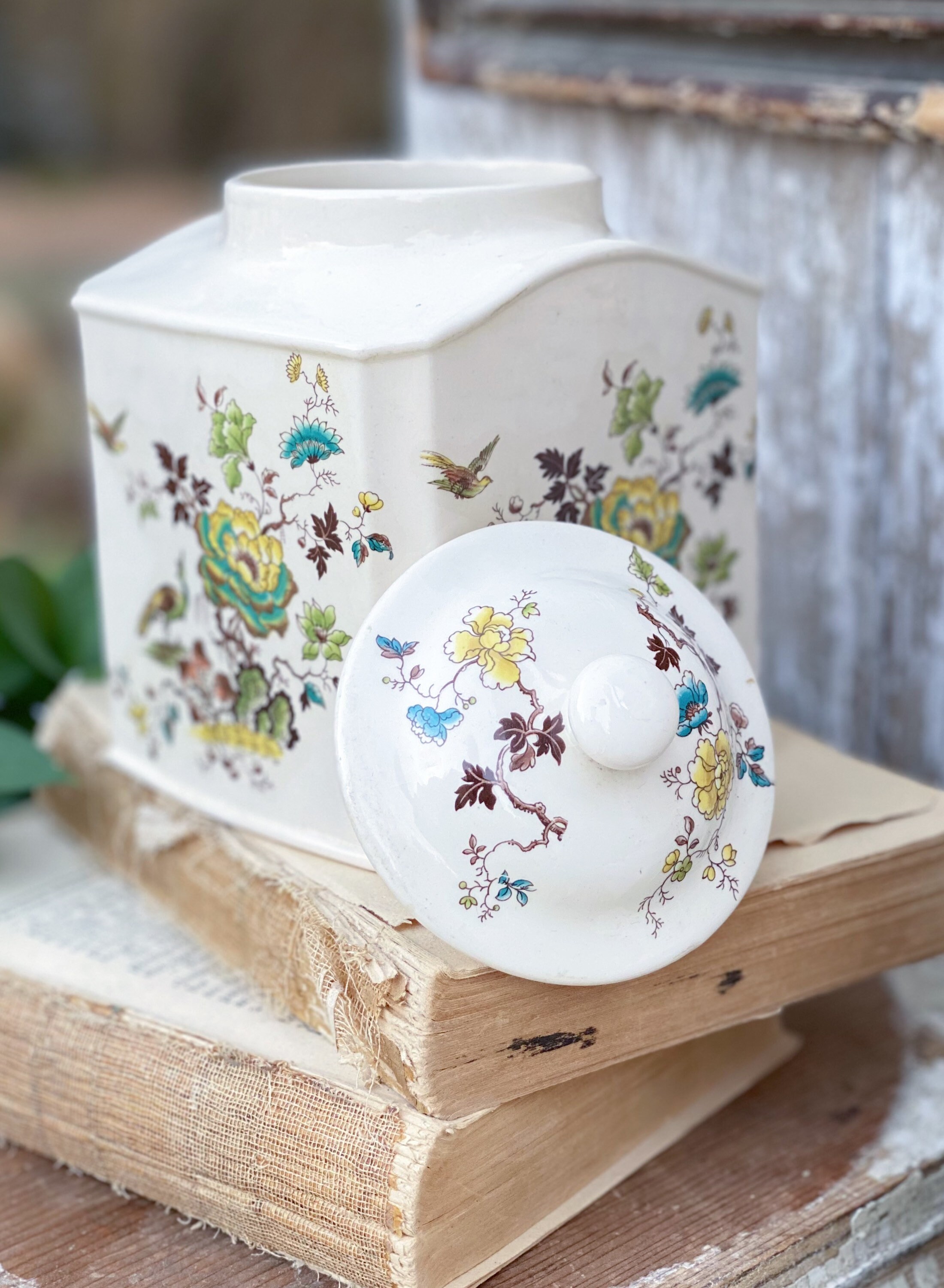 Antique Ironstone Biscuit Jar Canister MASONS England Formosa Farmhouse