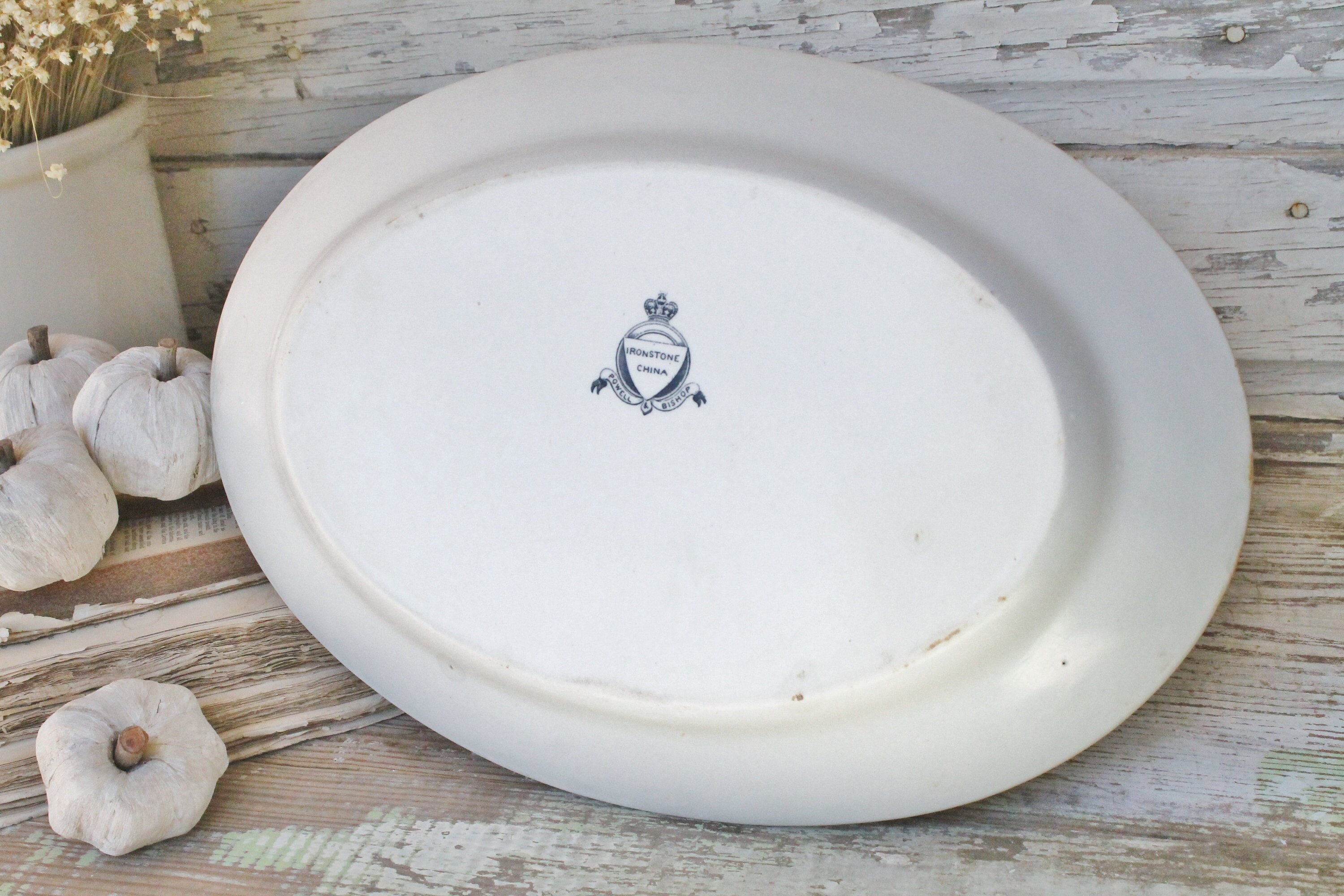Antique White Ironstone Platter POWELL English Ironstone