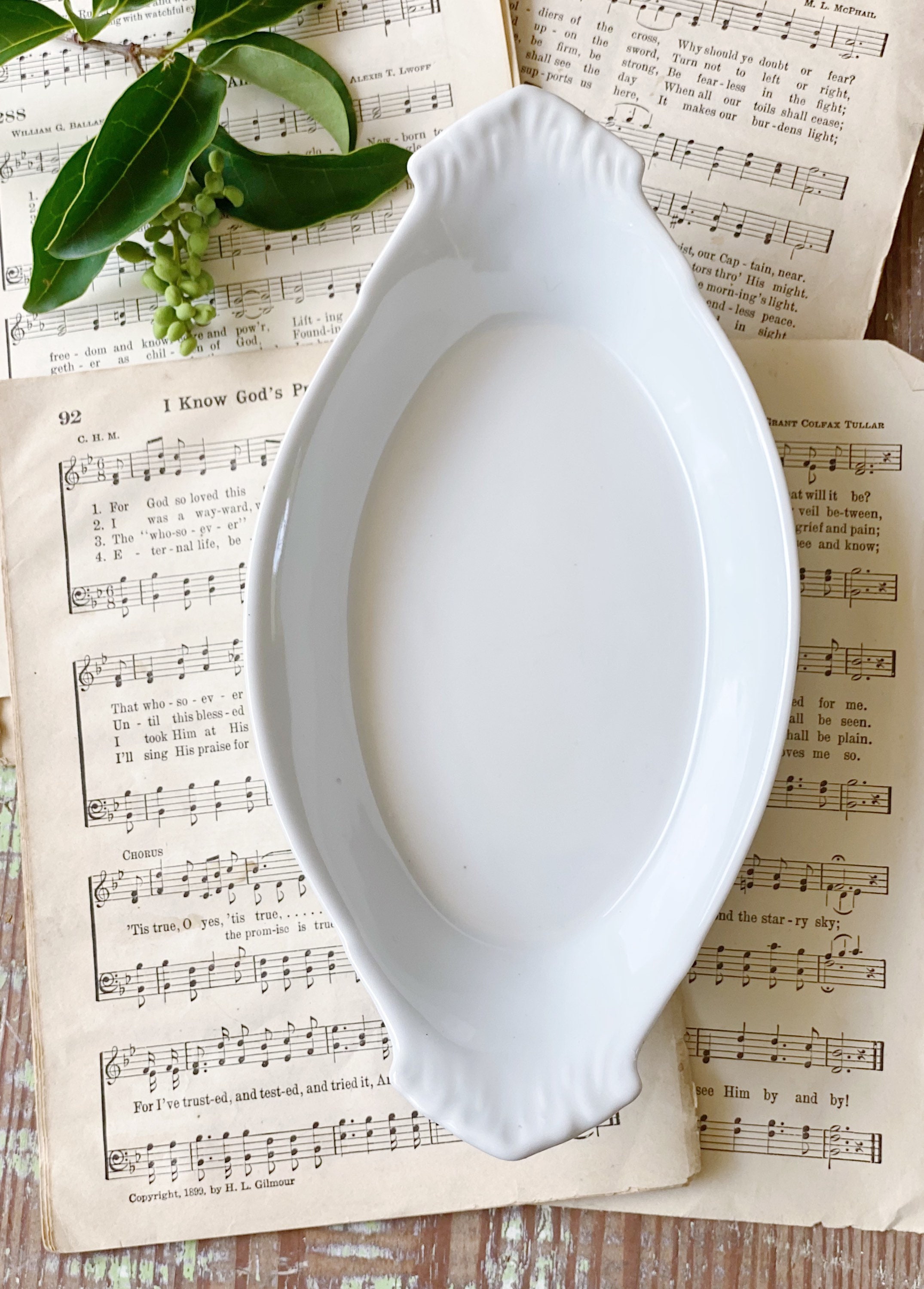 Vintage White Ironstone Bowl Side Dish French Farmhouse Decor Au gratin