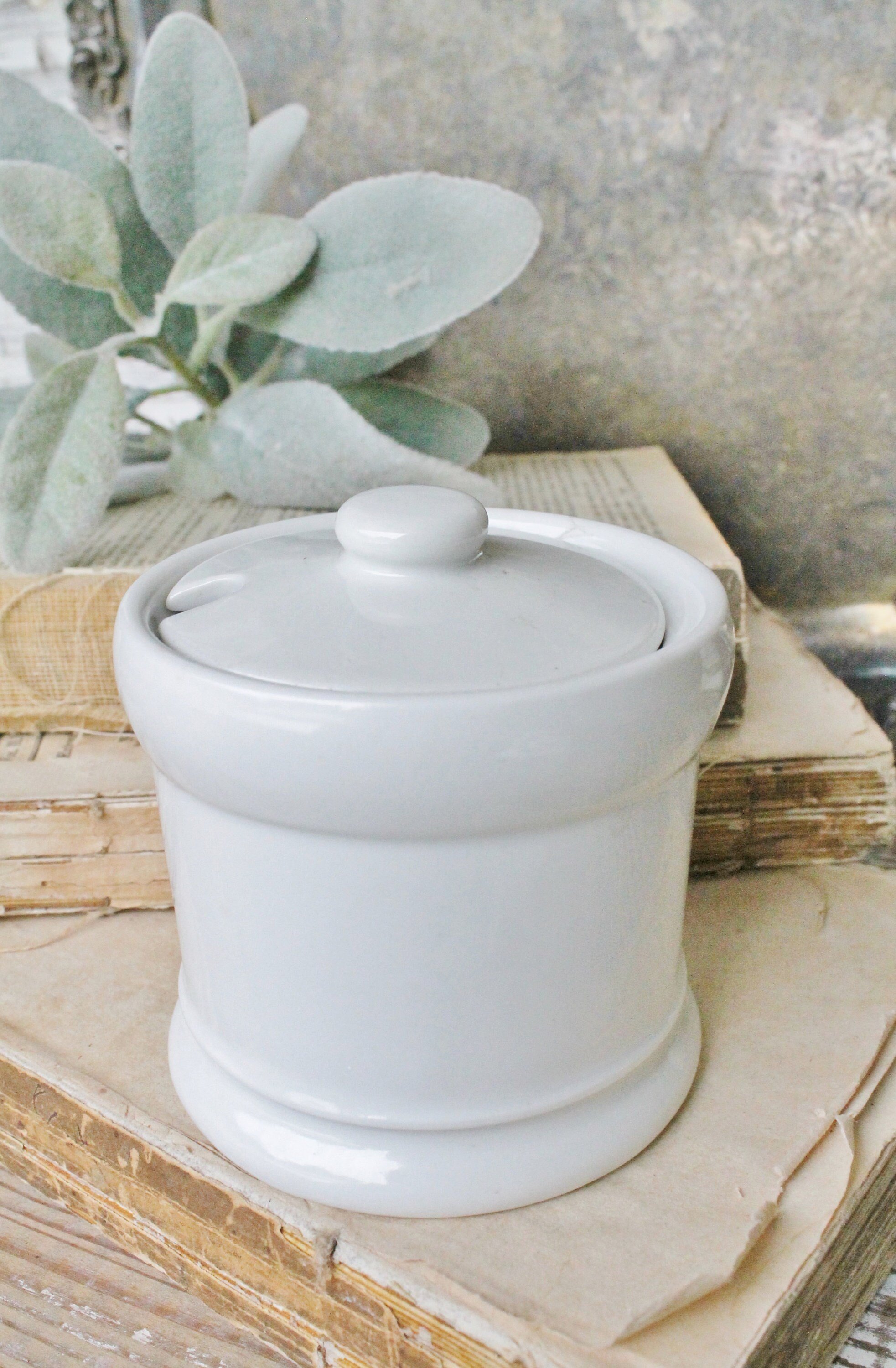 Antique Ironstone Mustard Crock Jar Pot Caviar Pot Jar Bowl BAILEY